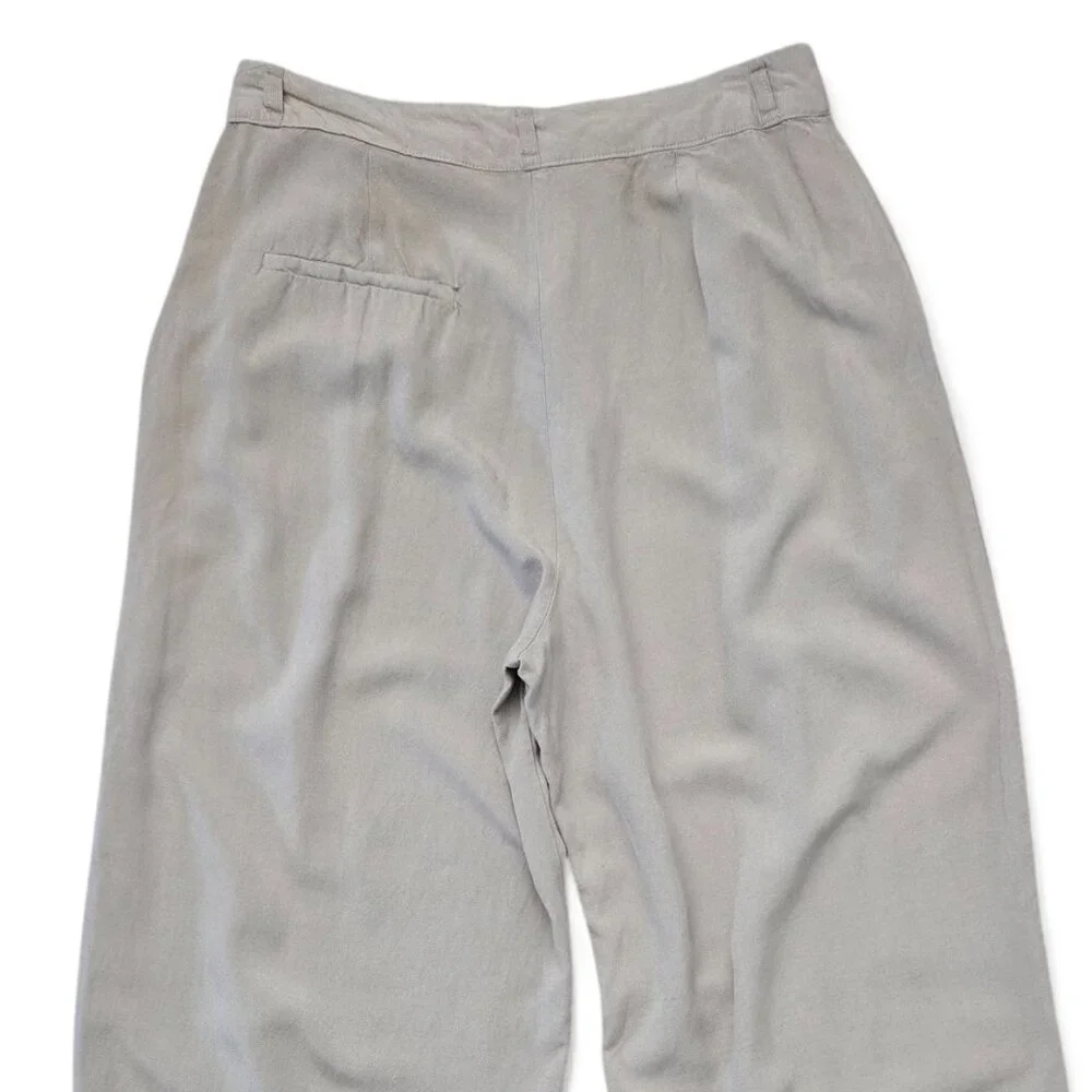Zara Wide Leg Pleated Pants Women's Khaki Linen Blend S